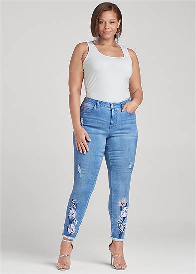 Plus Size Embroidered Jeans