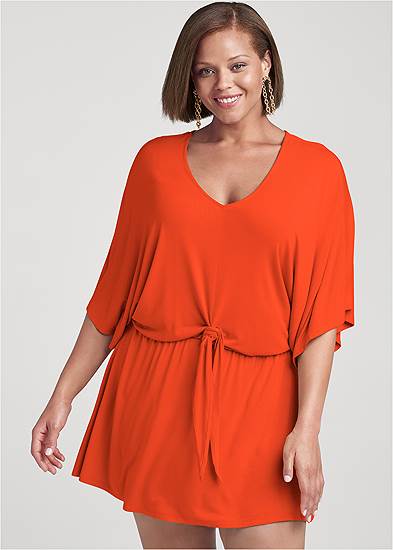 Plus Size Knot Front Casual Dress