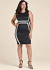 Full Front View Color Block Bodycon Dress
