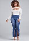 Full Front View Slit Detail Bootcut Jeans