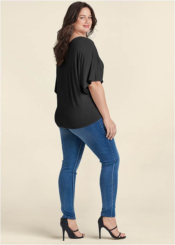 BACK View Knot Twist V-Neck Tee