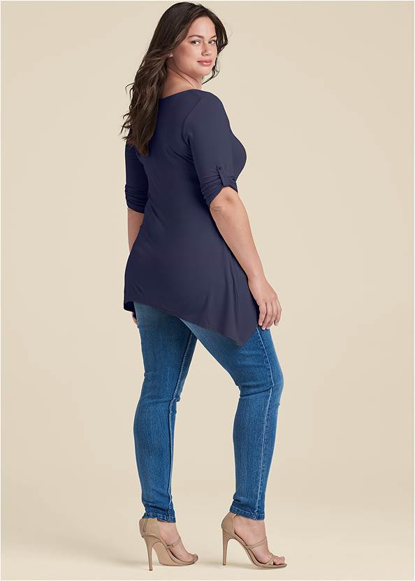 Back View Henley High-Low Top