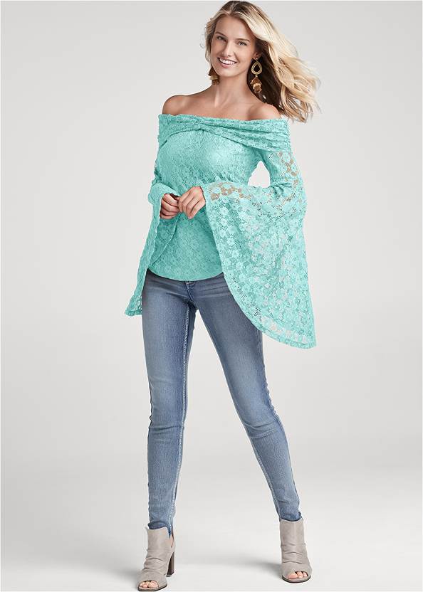 Full front view Lace Off-The-Shoulder Top