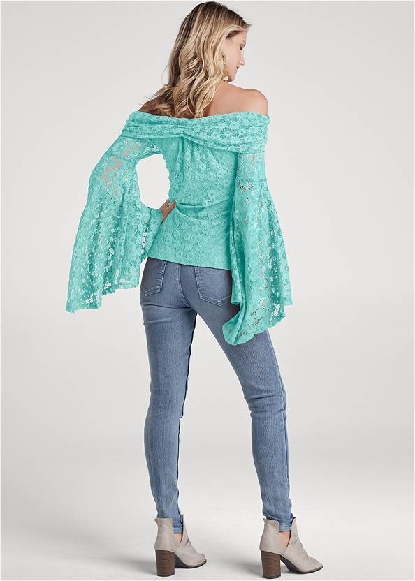 Full back view Lace Off-The-Shoulder Top