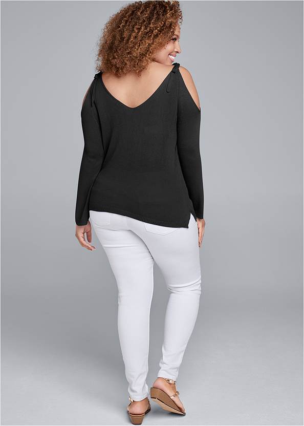 Back View Cold-Shoulder Sweater