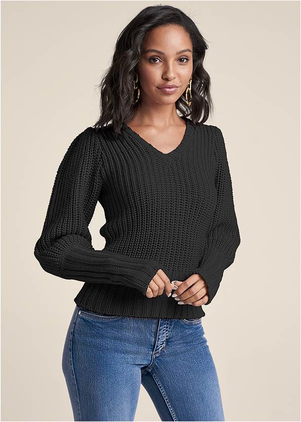 Ribbed V-Neck Sweater,Mid Rise Color Skinny Jeans,Casual Bootcut Jeans,Bum Lifter Jeans,Lace-Up Tall Boots,Beaded Drop Earrings