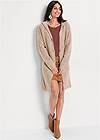 Front View Hooded Long Cardigan