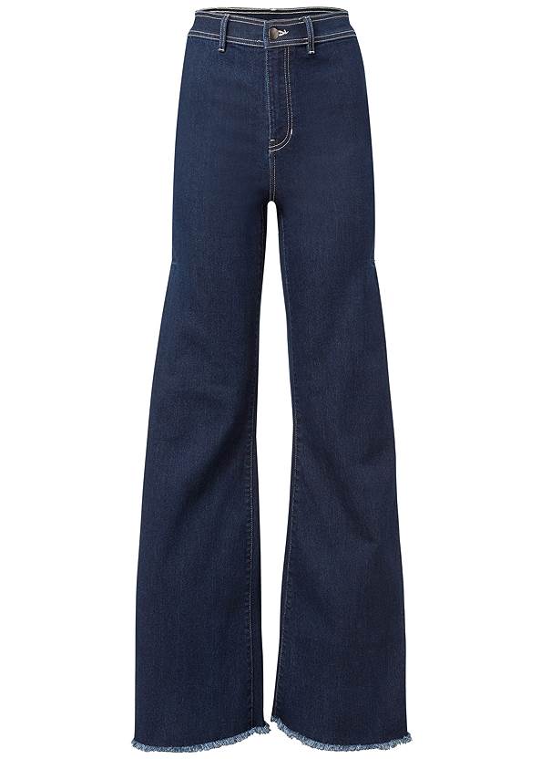 Alternate View Wide Leg Frayed Flare Jeans