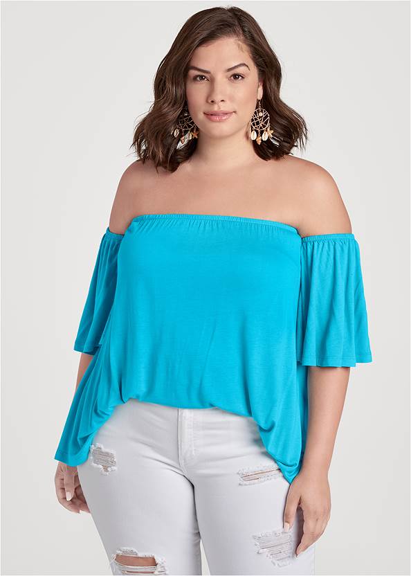 Cropped Front View Off-The-Shoulder Top