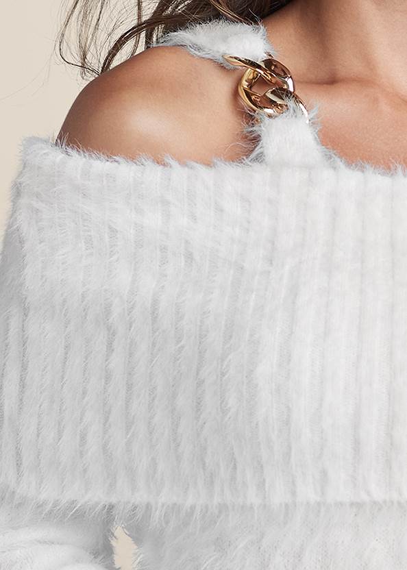 Alternate View Chain Detail Cold-Shoulder Sweater