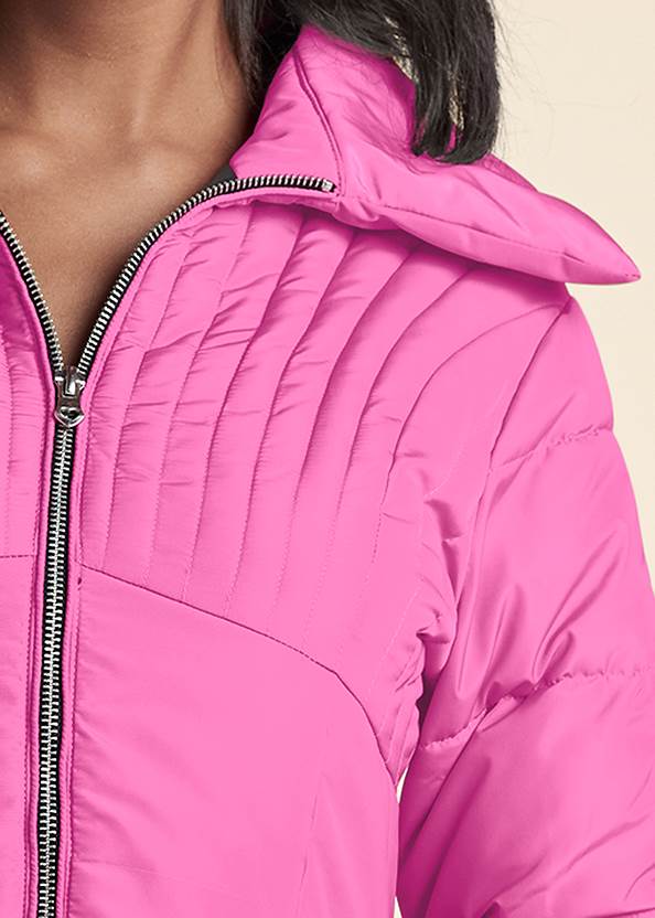 Ombre peplum puffer coat in Pink Multi | VENUS