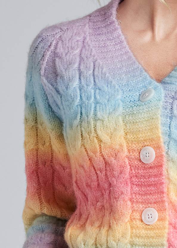 Alternate View Colorful Cable Knit Cardigan