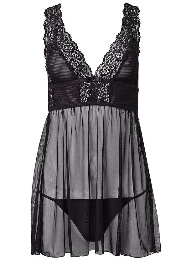 Alternate View Lace And Mesh Babydoll