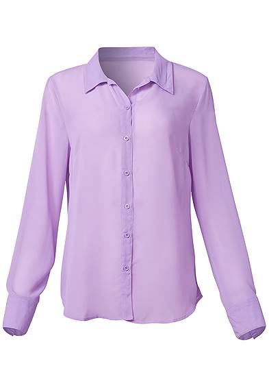 Plus Size Sheer Button-Up Sexy Shirt