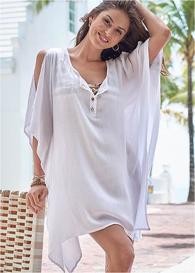 Cold-Shoulder Tunic Cover-Up