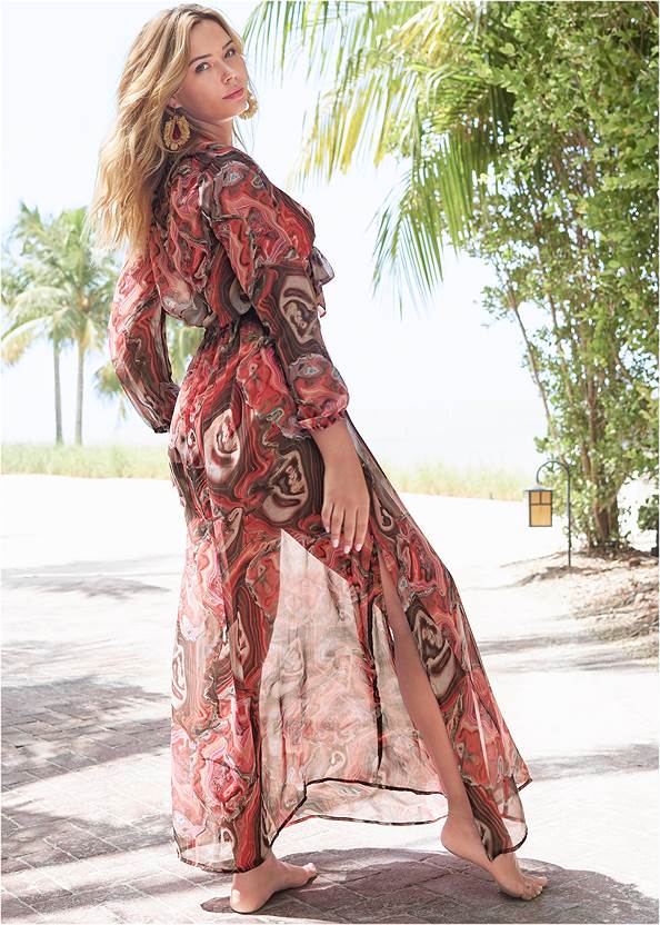 Full back view Tie-Front Maxi Dress