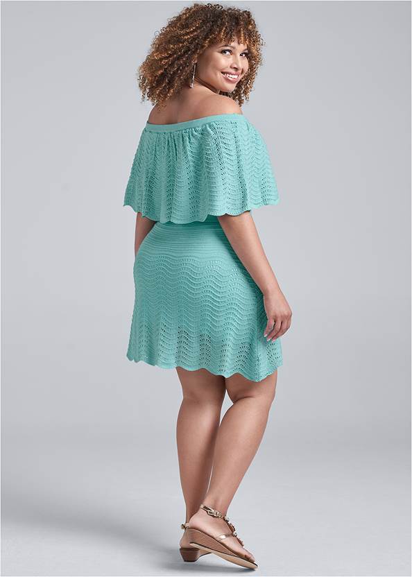 Back View Off-The-Shoulder Sweater Dress