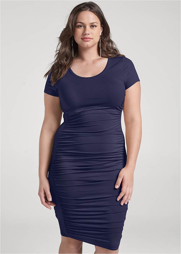 Cropped Front View Casual Ruched Dress