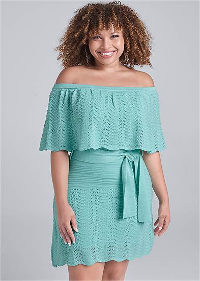 Plus Size Off-The-Shoulder Sweater Dress