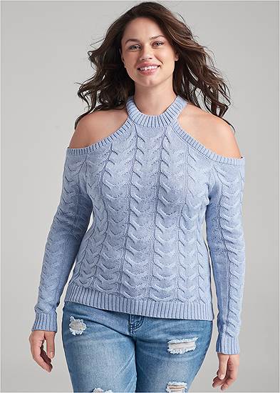 Plus Size Halter Ribbed Sweater