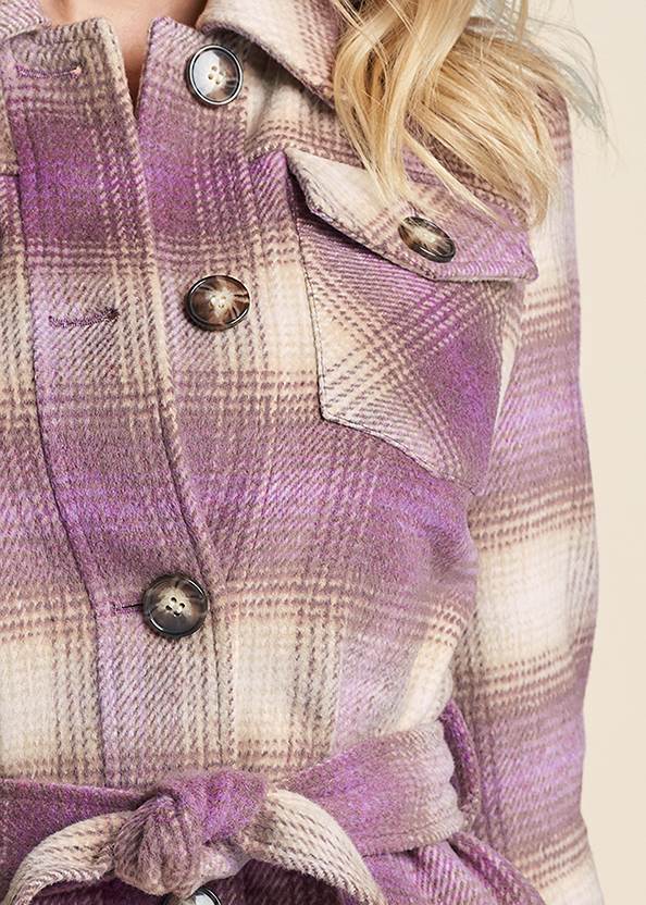 Alternate View Plaid Shacket With Belt