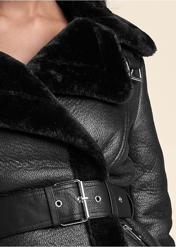 Alternate View Faux-Leather And Fur Coat