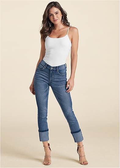 Plus Size Cropped Cuff Jeans
