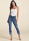 Front View Cropped Cuff Jeans