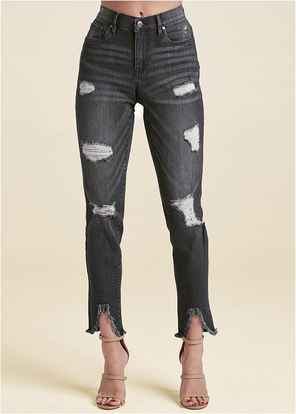 Front View Triangle Hem Jeans