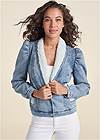 Cropped Front View Faux-Fur Lined Jean Jacket