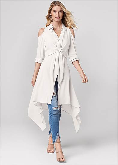 Knot Twist High-Low Blouse