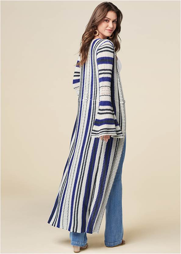 Back View Striped Duster Cardigan