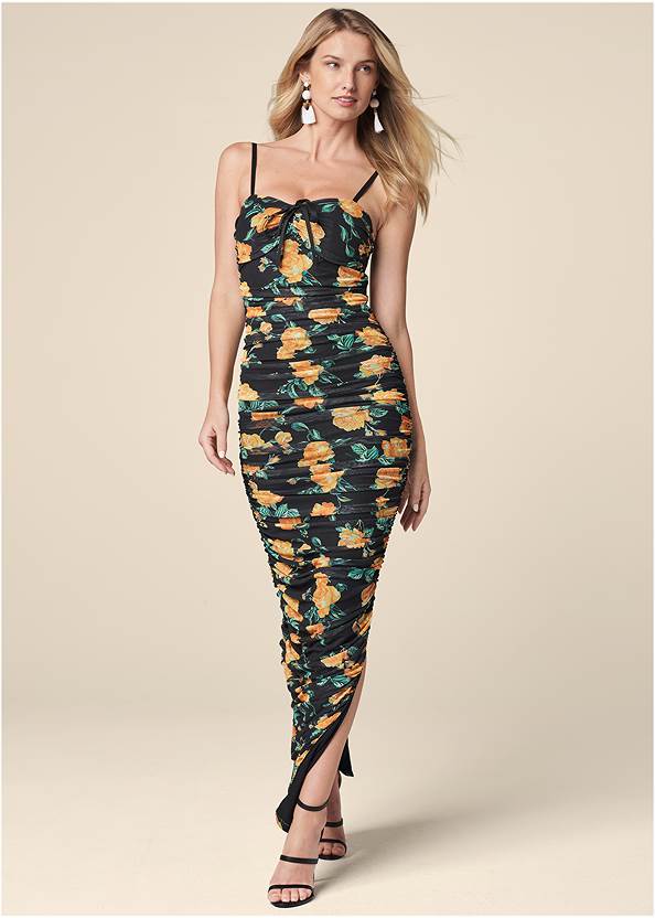 Alternate View Floral Ruched Bodycon Dress