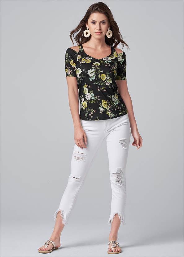 Full Front View Cold-Shoulder Top