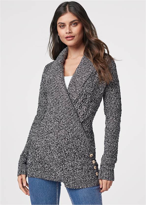 Cropped front view Marled Tunic Sweater