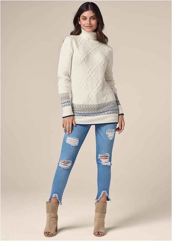 Full front view Fair Isle Turtleneck Sweater