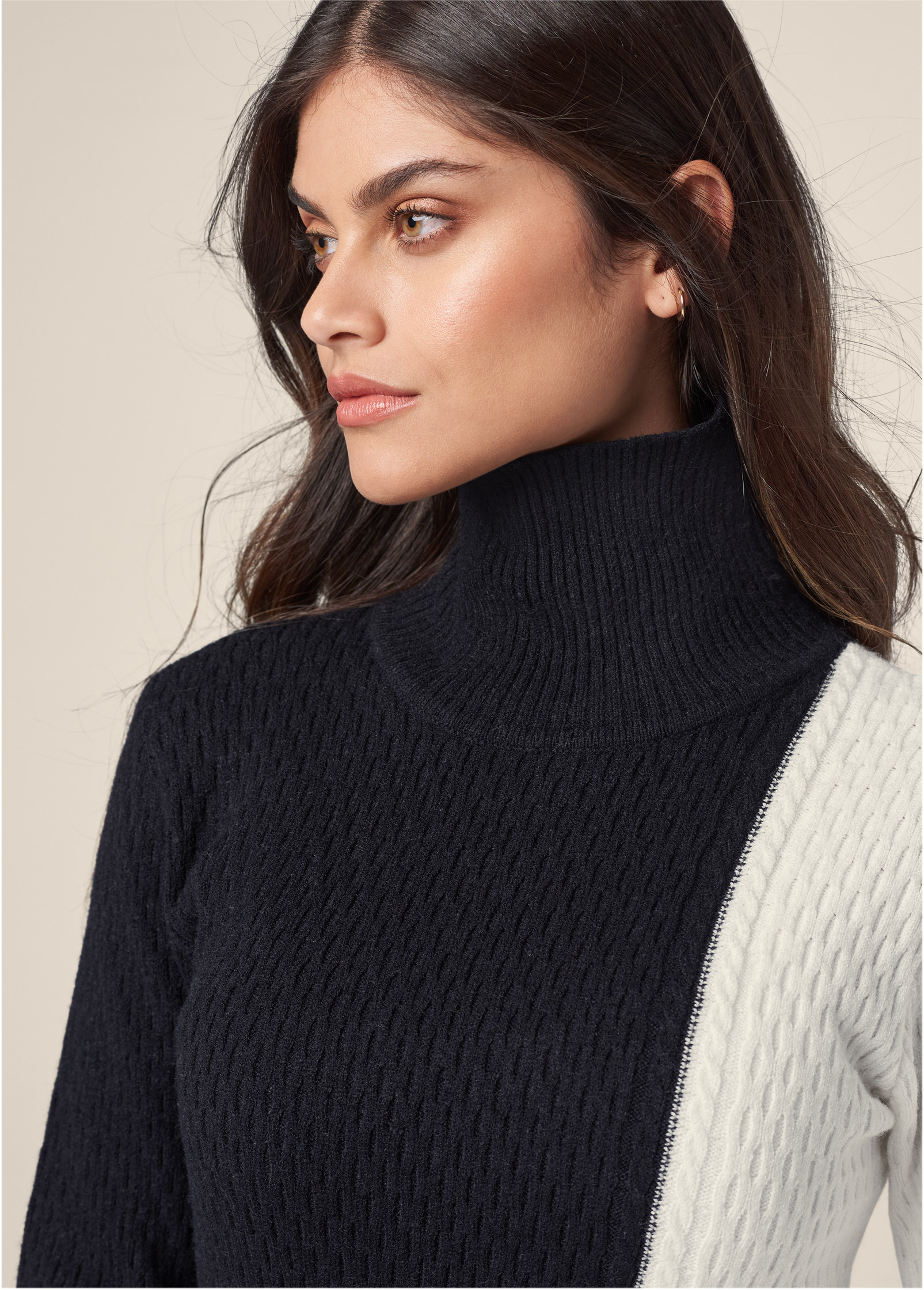 Color clearance block turtleneck