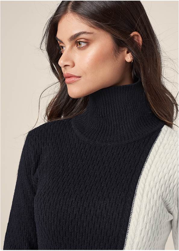 Alternate View Color Block Turtleneck Sweater