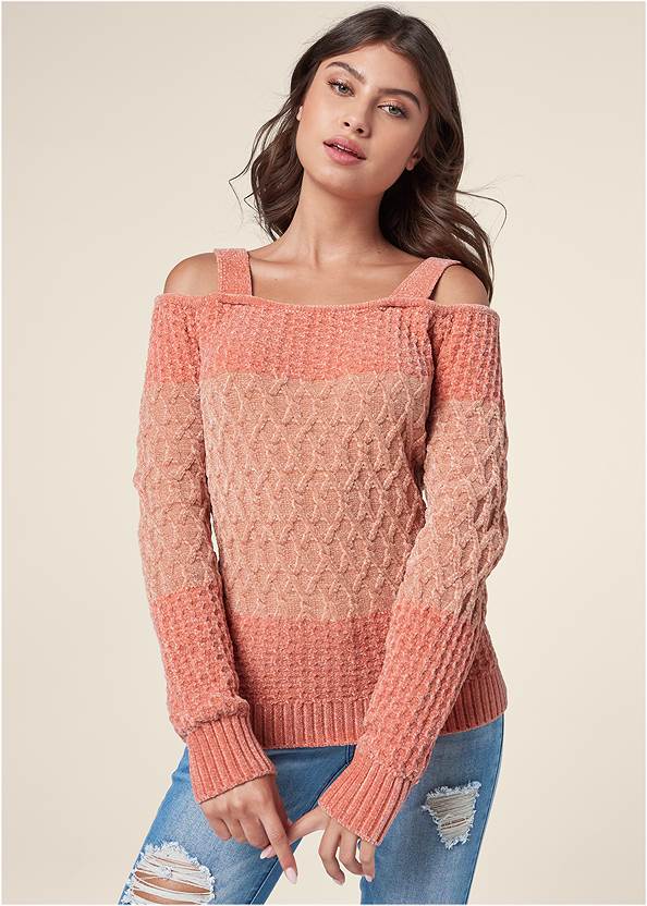 Cropped front view Chenille Sweater