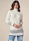 Cropped front view Fair Isle Turtleneck Sweater