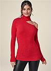 Cropped front view Cozy One Shoulder Sweater