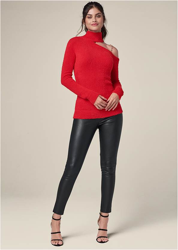 Full front view Cozy One Shoulder Sweater