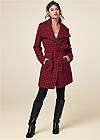 Full front view Belted Houndstooth Coat