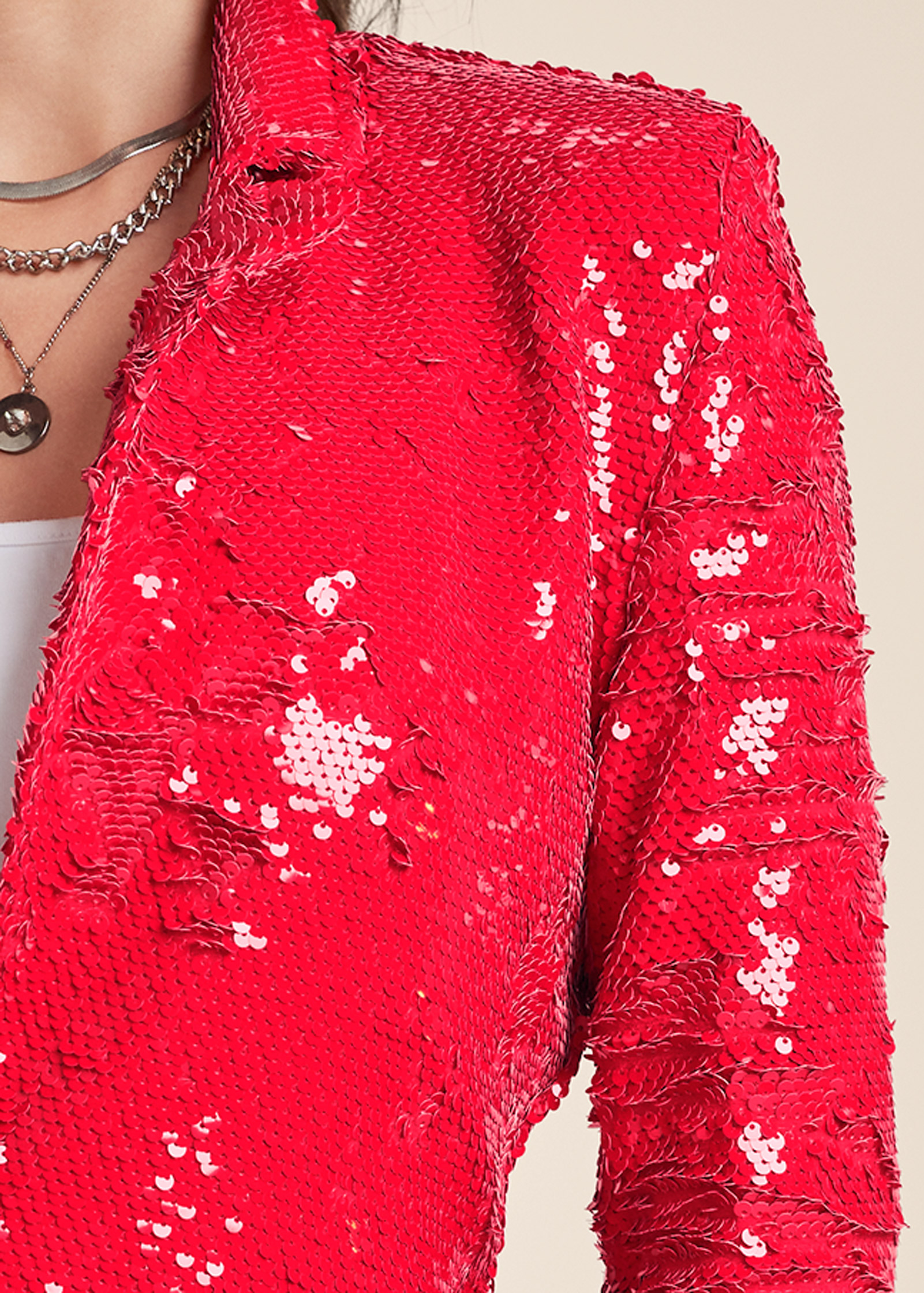 red sequin jacket womens