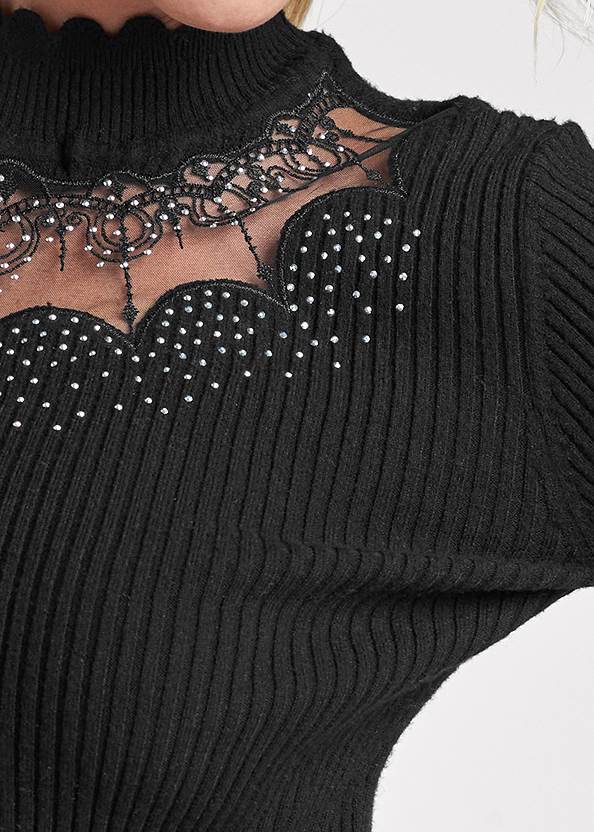 Alternate View Sheer Detail Mock-Neck Sweater