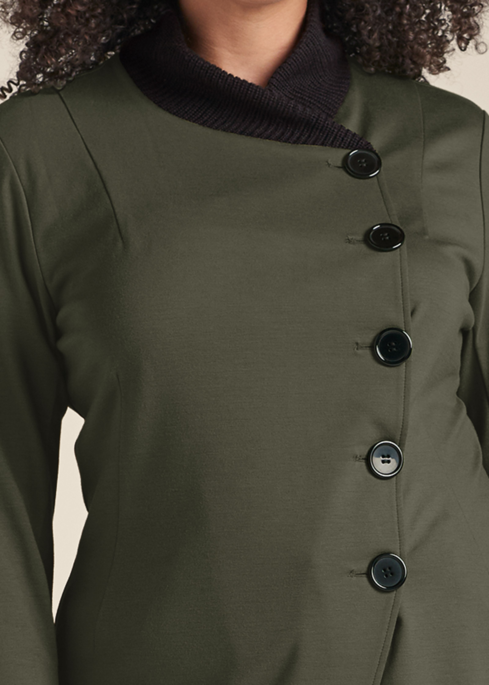 Knit Asymmetrical Button-Front Jacket