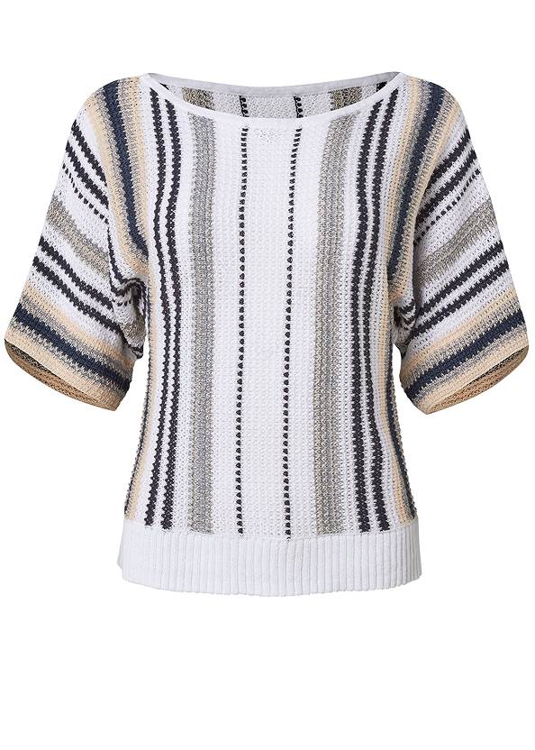 Alternate View Striped Open Knit Sweater