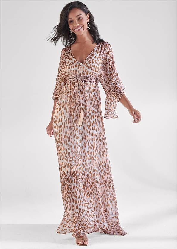 Full front view Classic Cheetah Print Maxi Dress