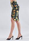 Waist down side view Floral Ruched Bodycon Skirt