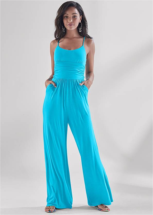 Front View  Sexy Open Back Jumpsuit